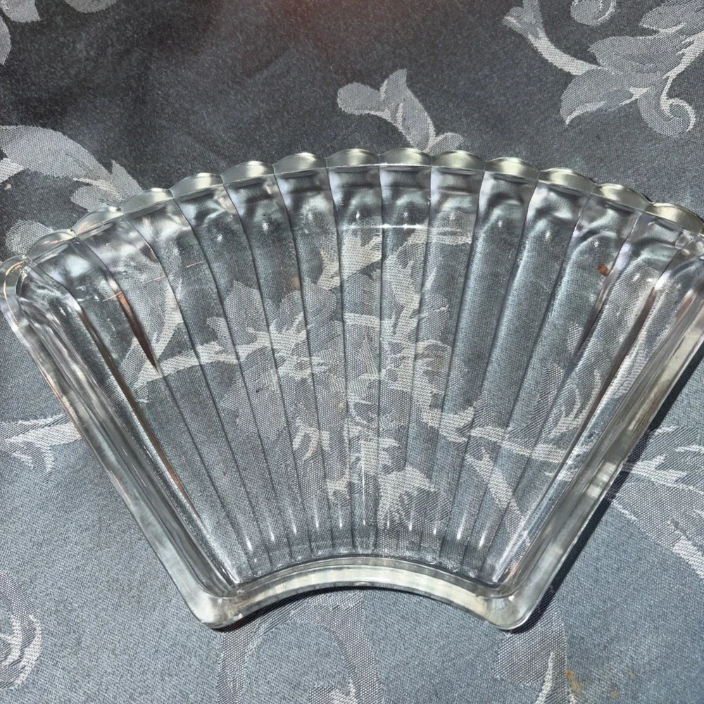 Vtg Kromex Curved Clear Glass Lazy‎ Susan Appetizer Dish Replacement Art Deco